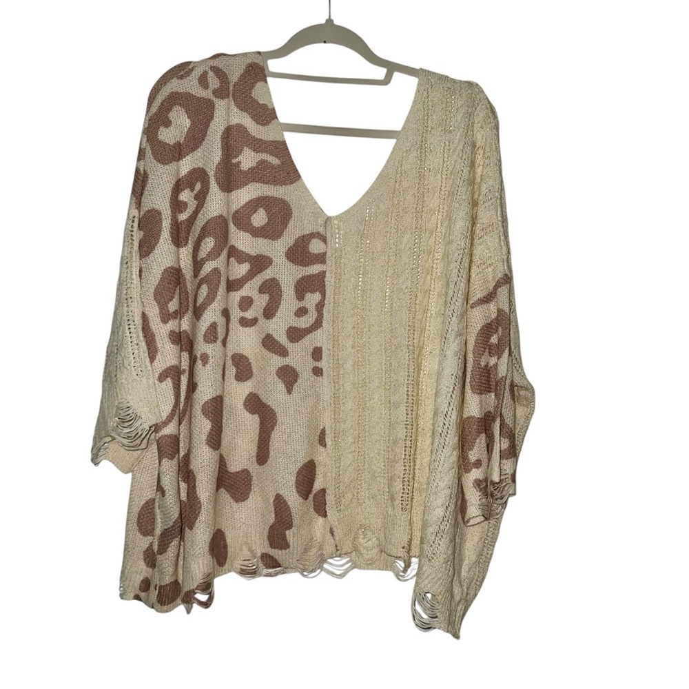 POL Cream and Brown Knit Sweater size L